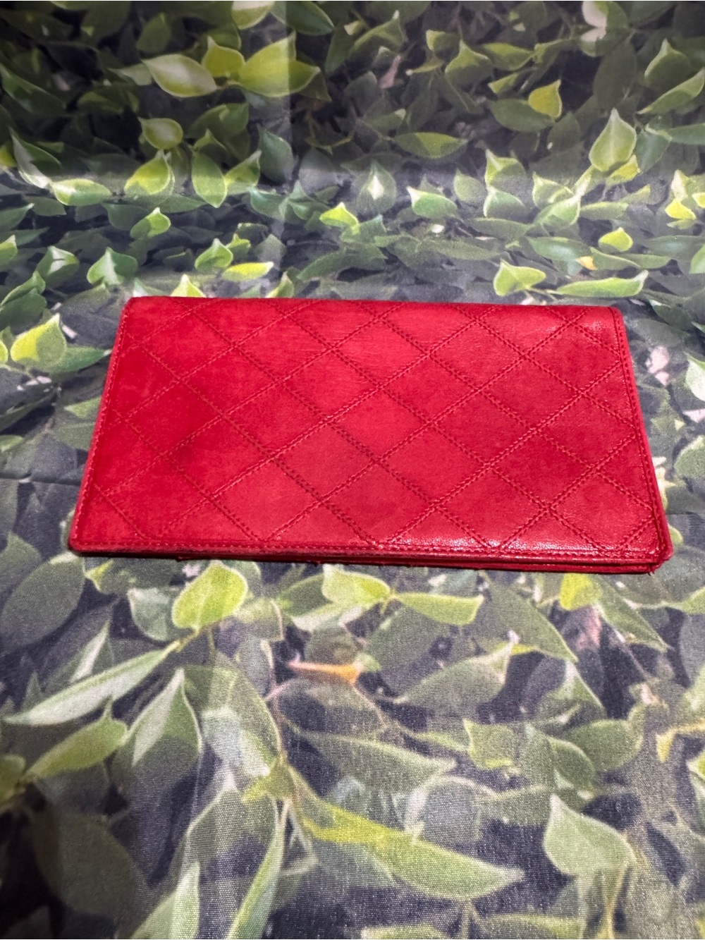 CHANEL Red Leather Long Wallet Cardholder with Multiple Slots